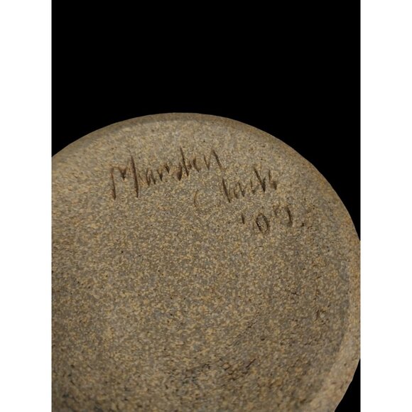 Art Pottery Vase Split Color Glaze Blue And Brown - Picture 7 of 9